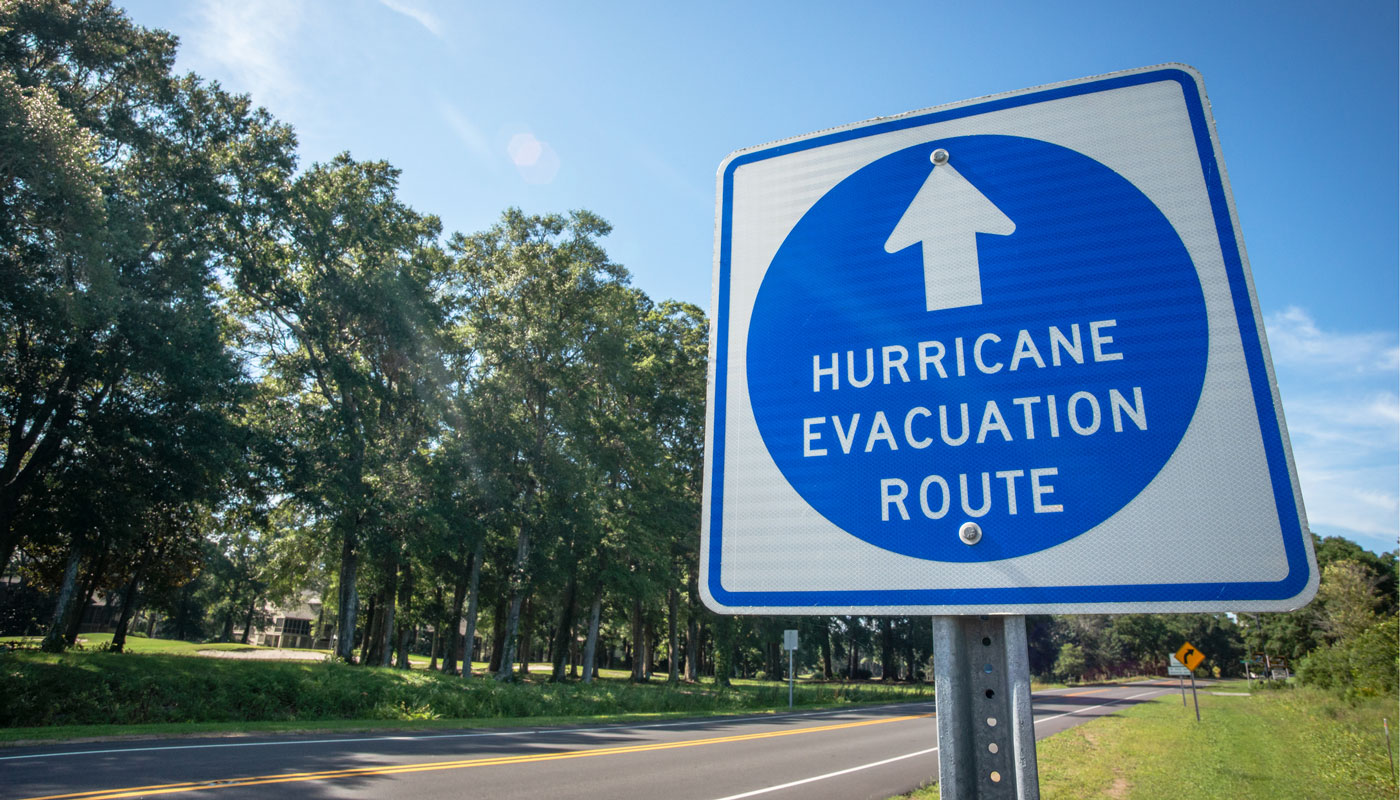 Hurricane evacuation route sign