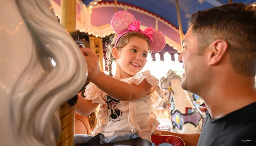 Walt Disney World carousel ride with dad