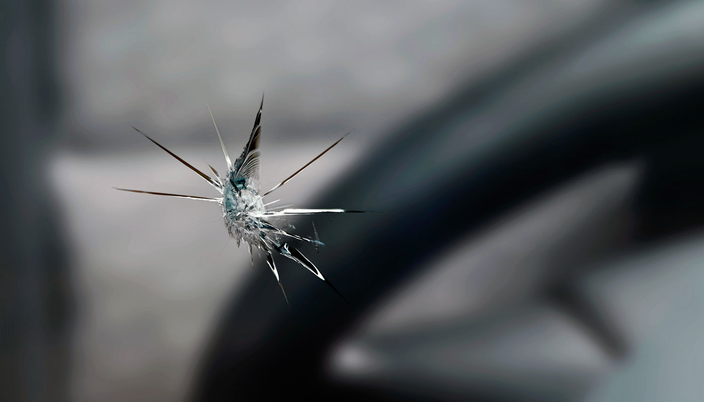 broken windshield on a car