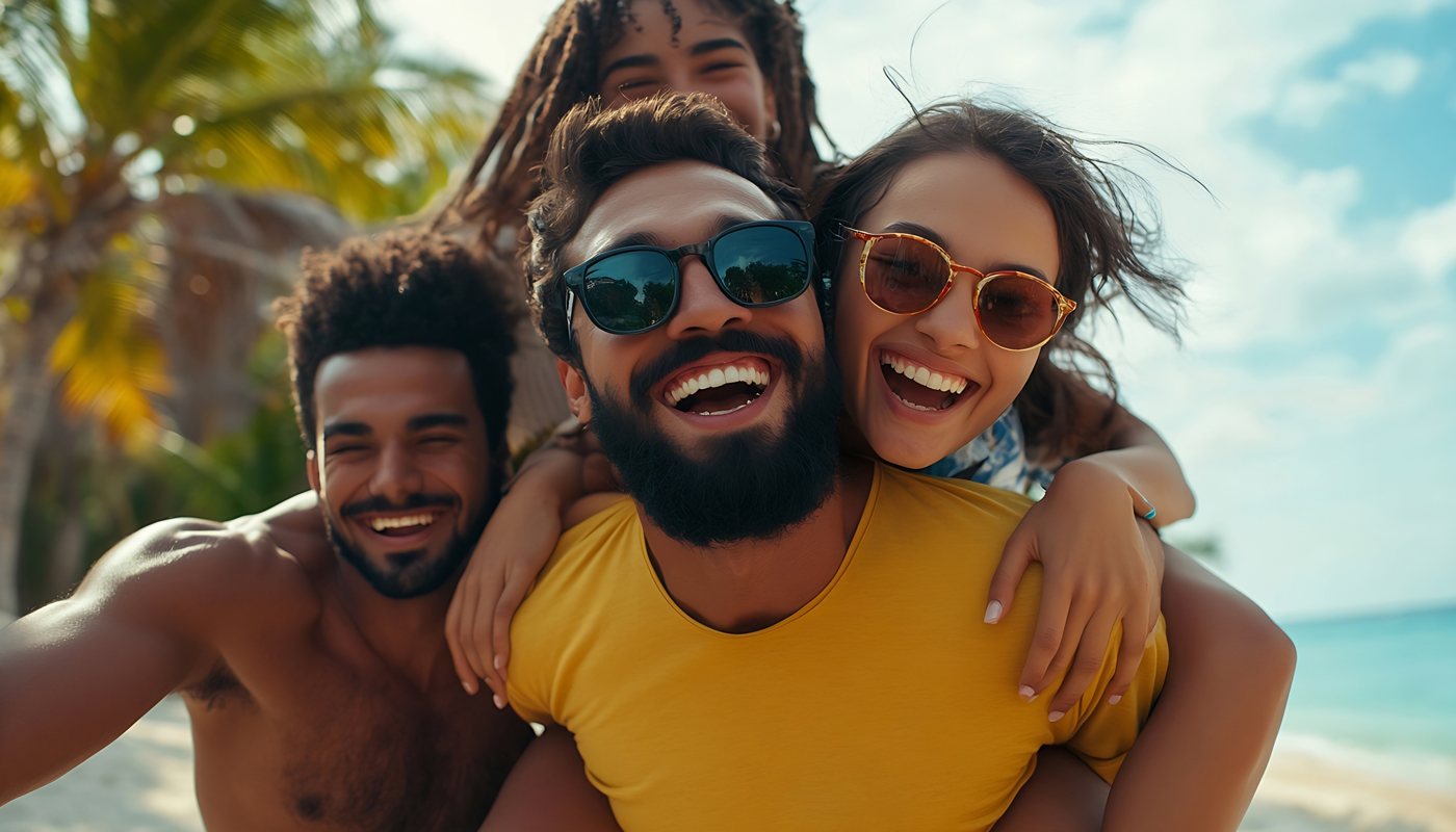 multiethnic group happy young friends piggyback enjoying great time outdoors and having fun together