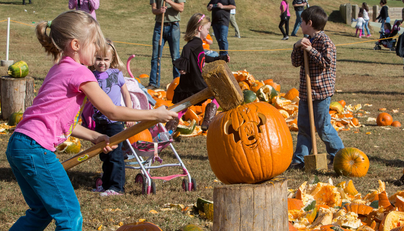 Pumpkin destruction at Fall Festival