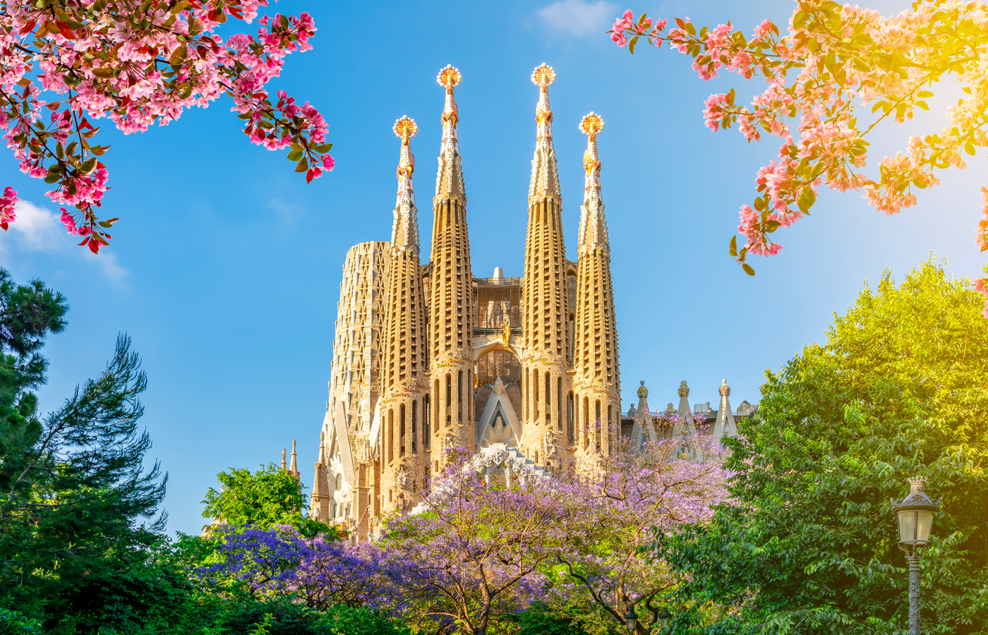 Sagrada Familia cathedral in spring, Barcelona, Spain