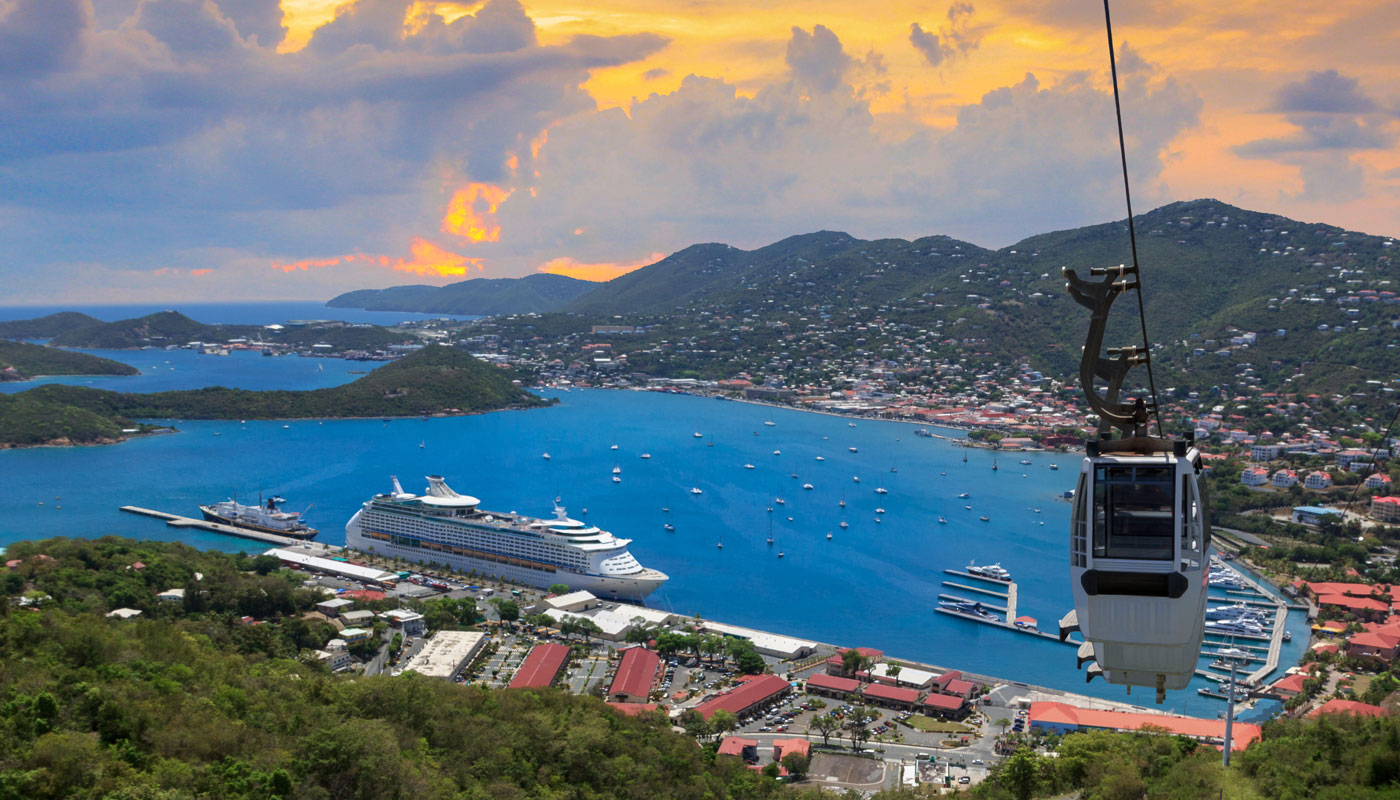 A cruise ship in the harbor of St. Thomas USVI