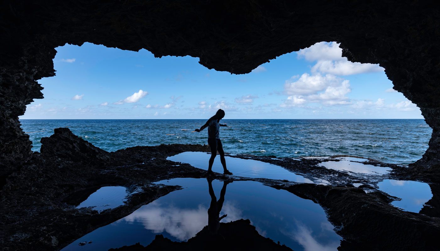 Picturesque Bathsheba Beach renowned for its dramatic rock formations