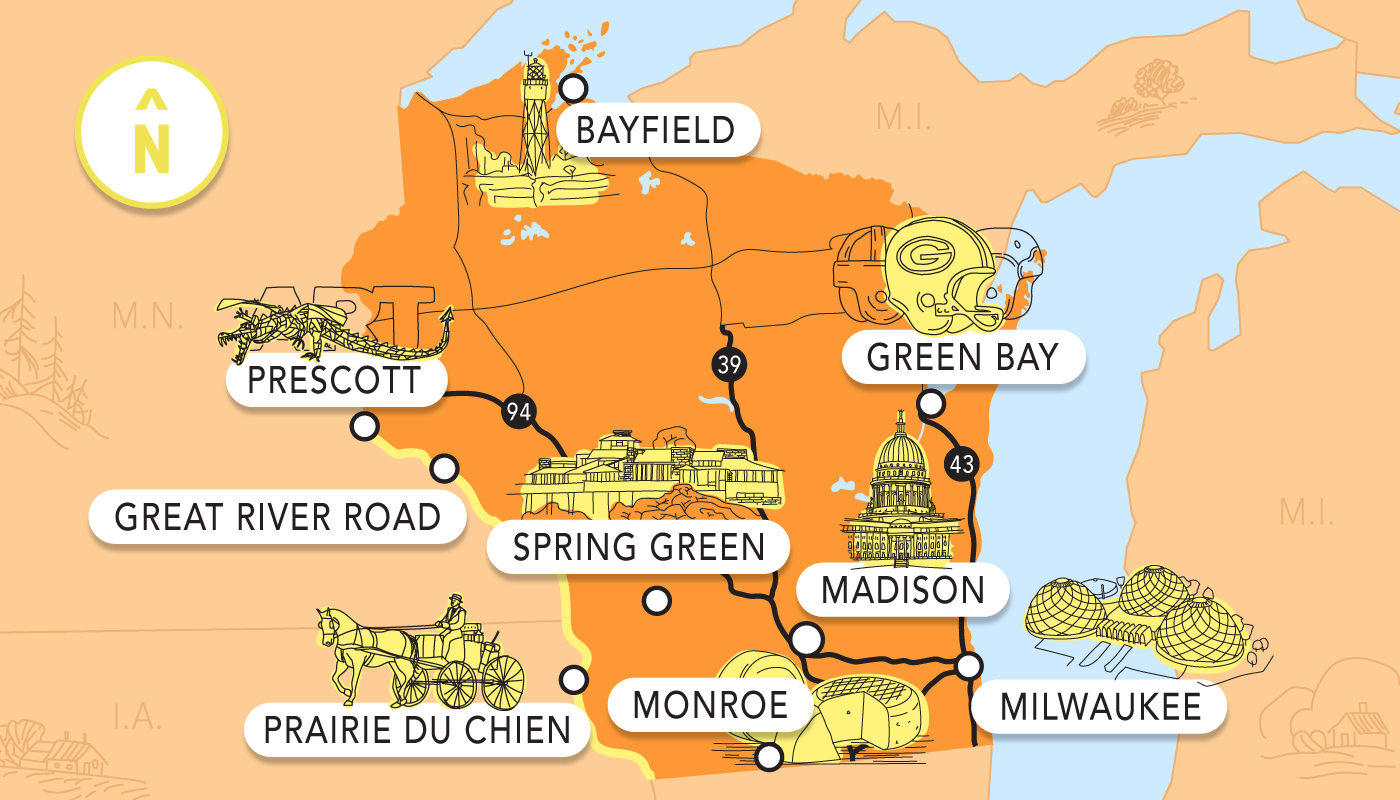 Illustration map of Wisconsin