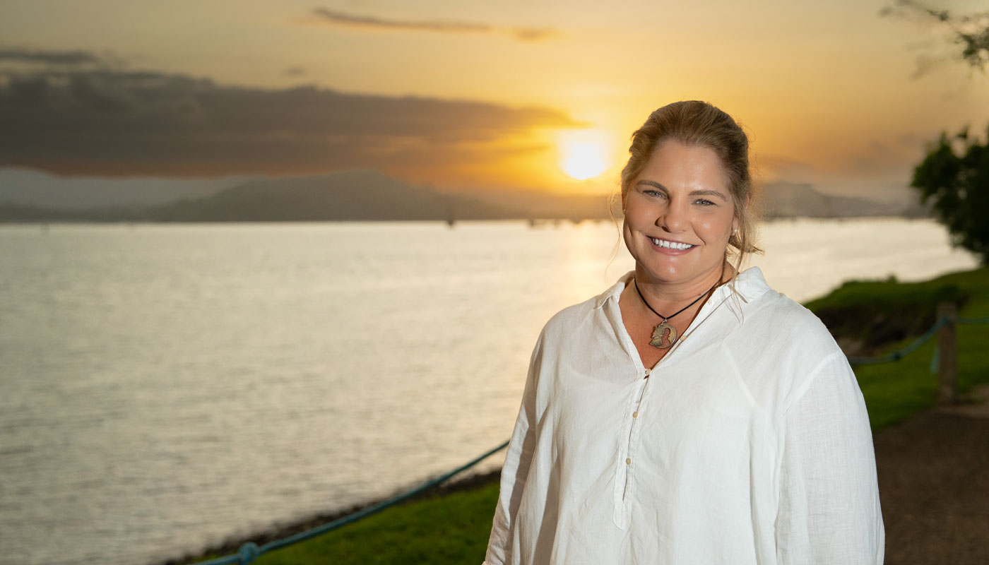 Marti with sunset in Panama