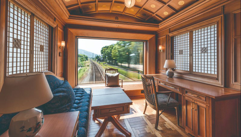 room view from Seven Stars Train in Kyushu, Japan