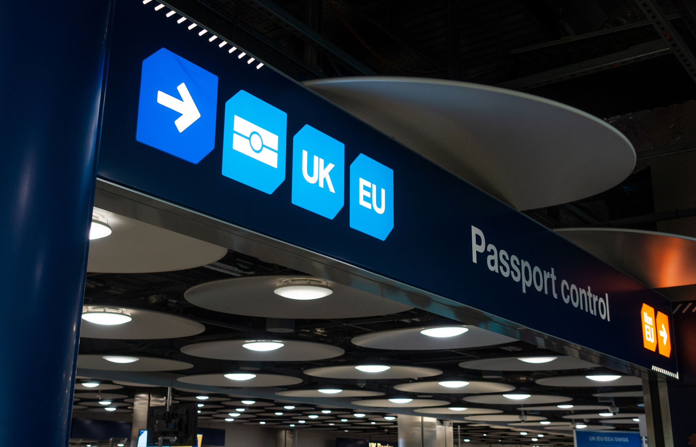 Passport Control and UK Border at Heathrow Airport London England