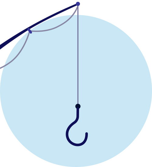 Illustration of fishing line and hook