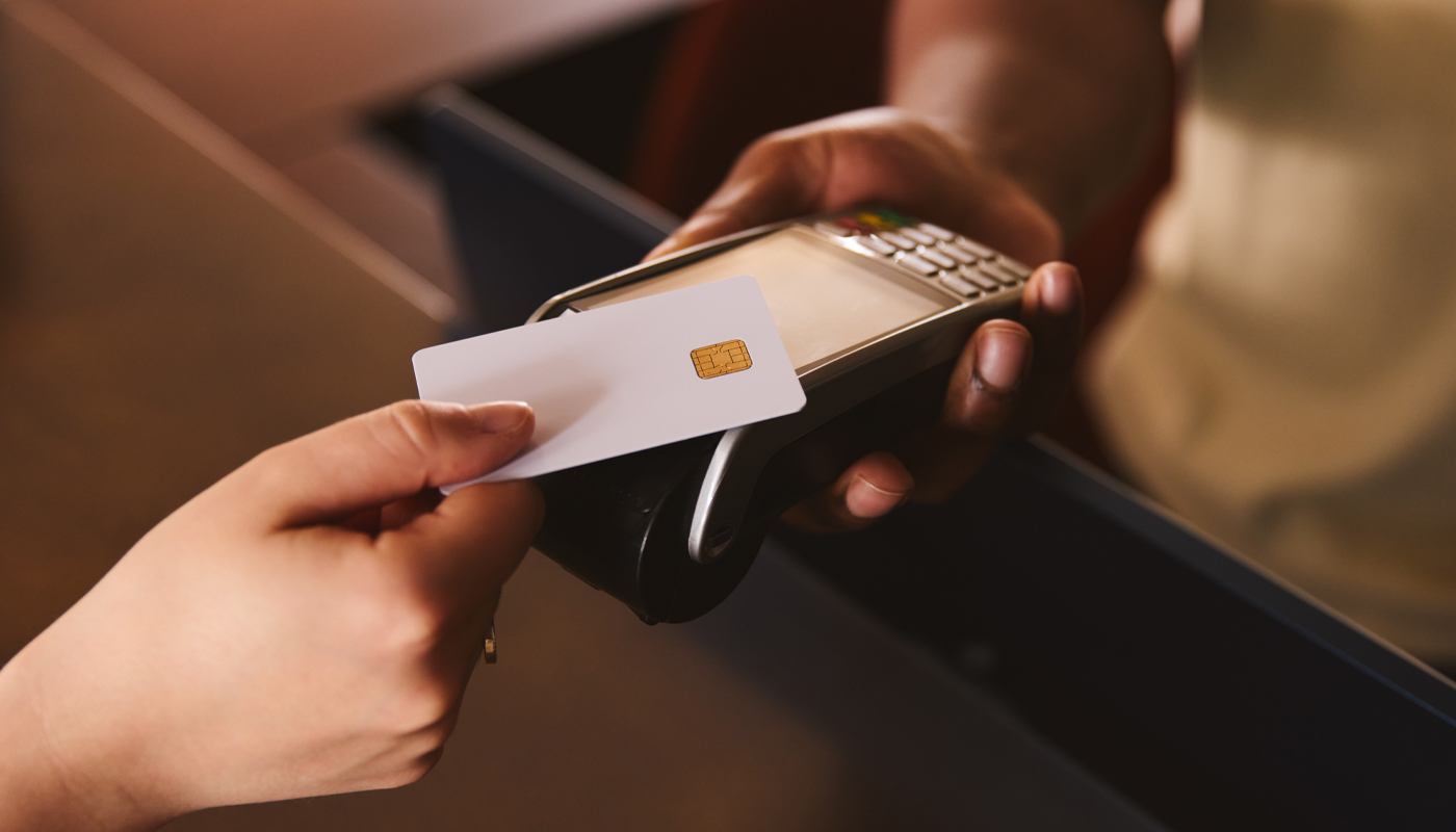 Customer paying using credit card