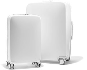 two white suitcases