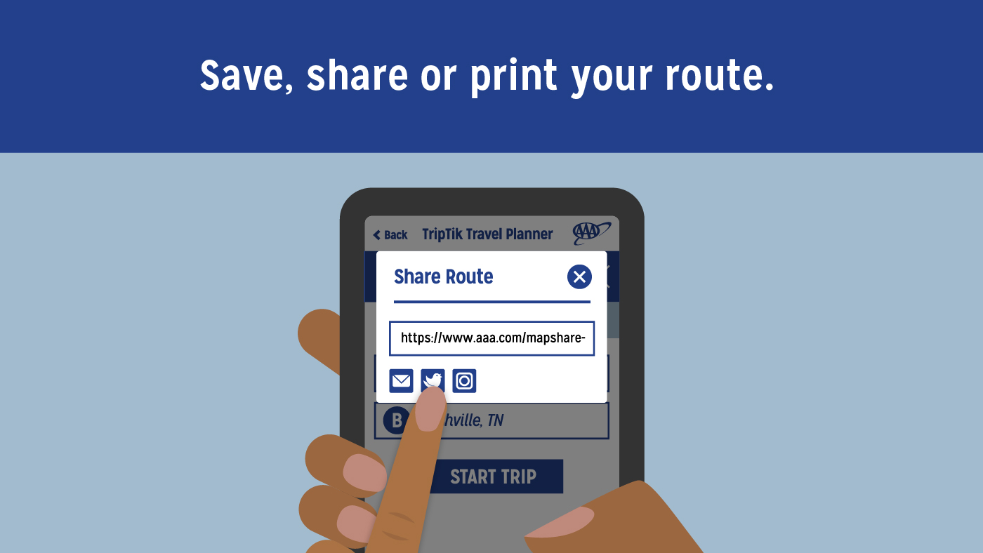 save, share and print your route aaa mobile app
