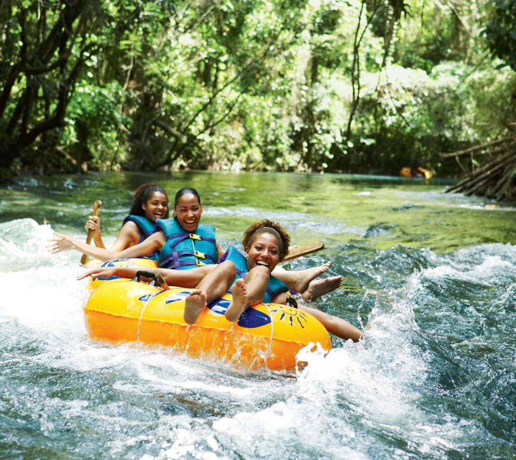 inner tube raft down one of Jamaica’s scenic rivers