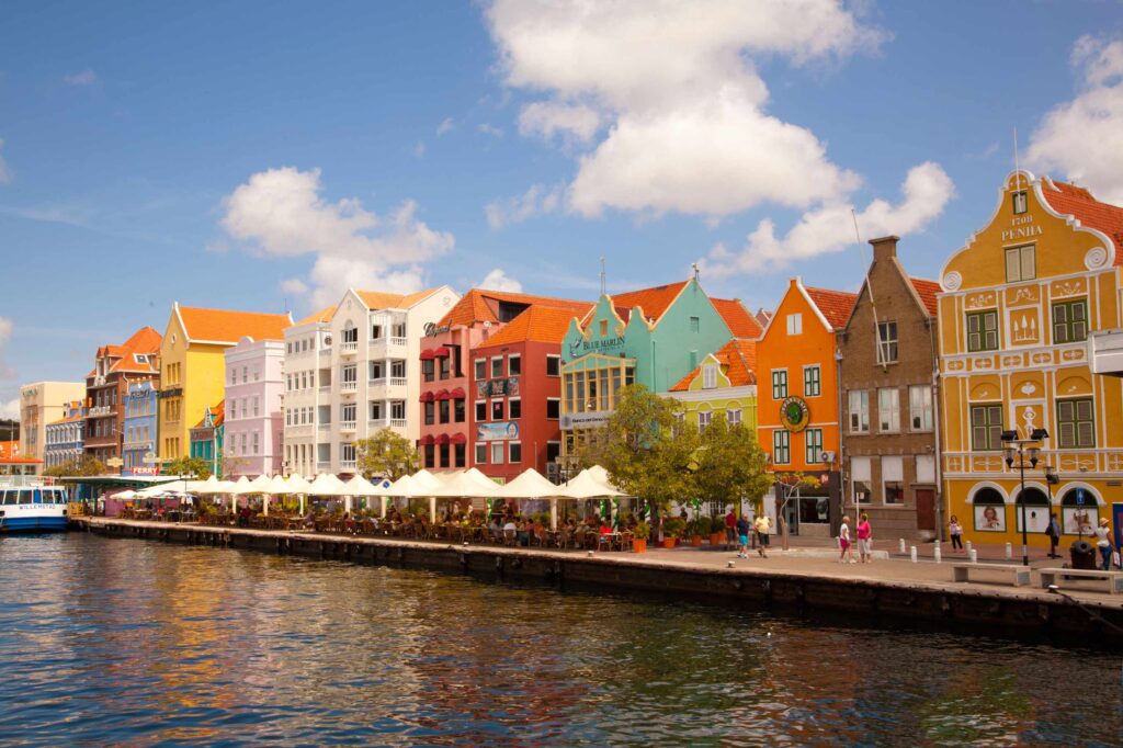 Candy-colored houses dot the town of Willemstad in Curacao