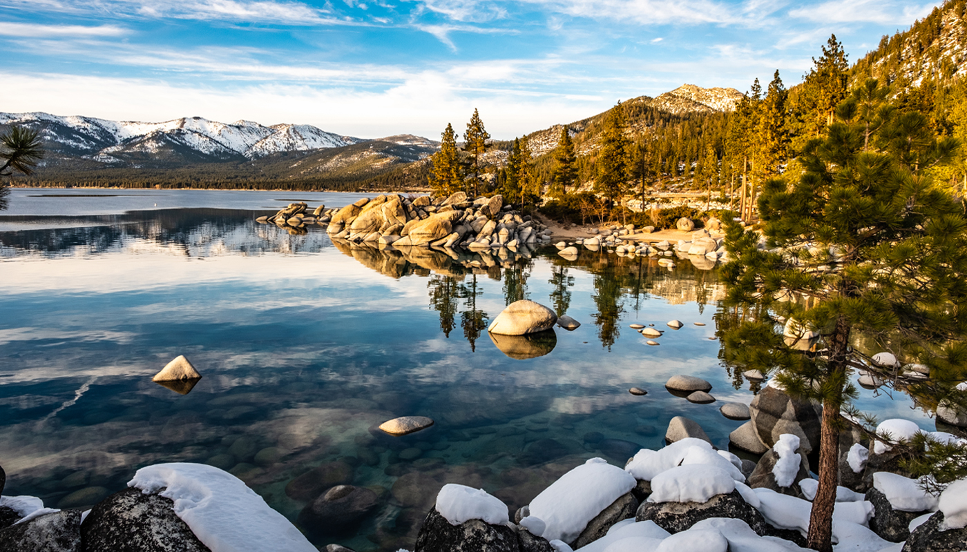 Sand Harbor in Lake Tahoe Nevada State Park during winter