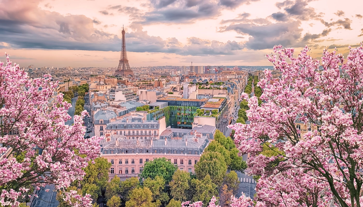 Paris city in the springtime