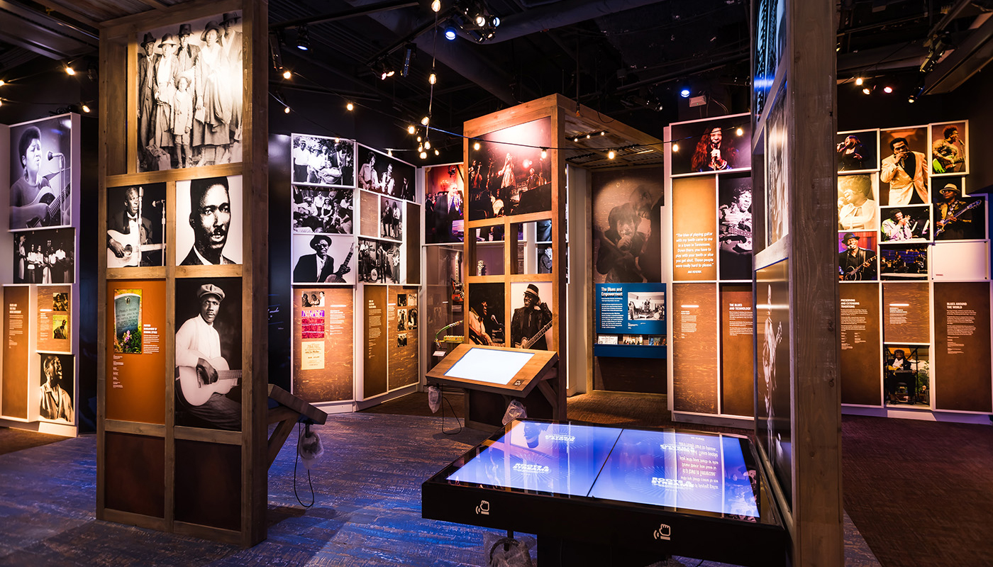 Interior exhibition of photos at National Museum of African American Music