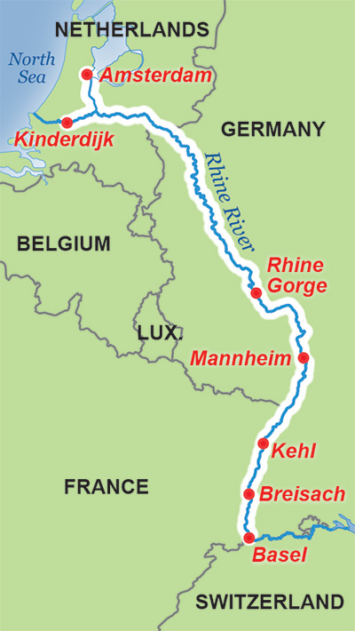 rhine river cruise map