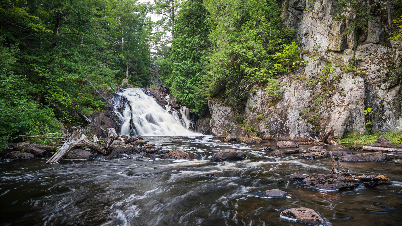 Pinnacle Falls on the Yellow Dog River in Marquette, Michigan
