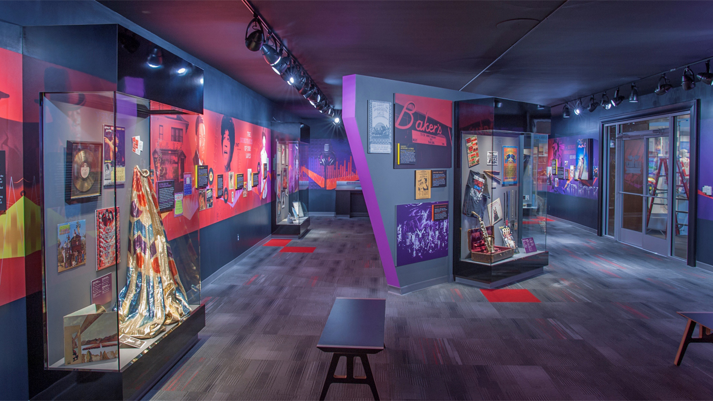 Music exhibit showcasing costumes, instruments and more at the Detroit Historical Museum
