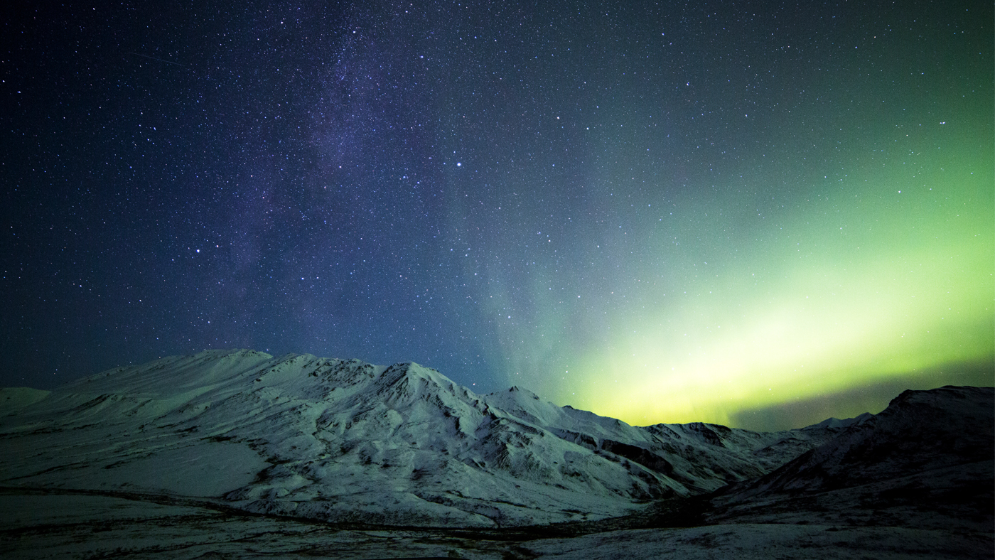 The night sky above Denali National Park & Preserve in Alaska