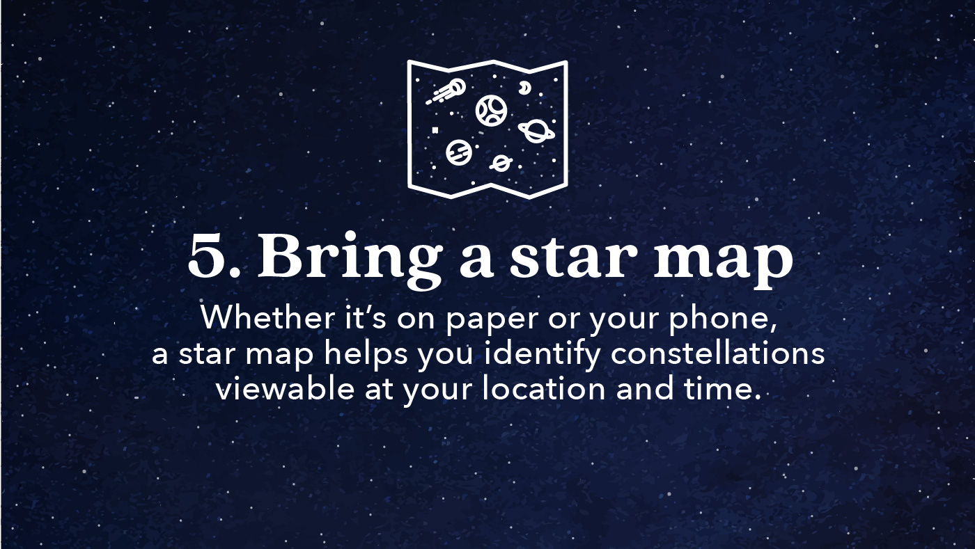 The final tip is to bring a star map so you can pinpoint what you're seeing.