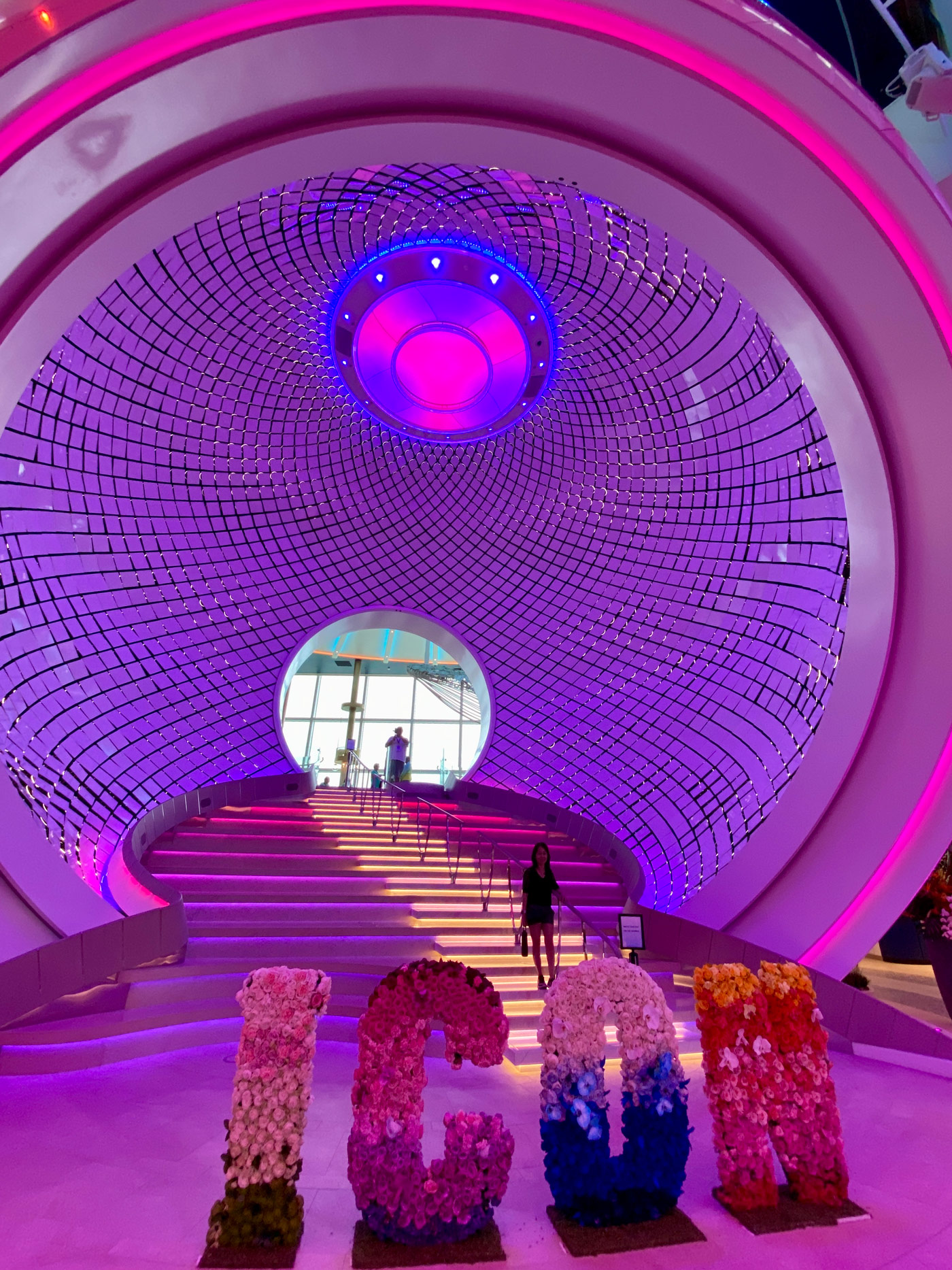 The Pearl, the world's largest kinetic art sculpture, is the focal point on the Royal Promenade