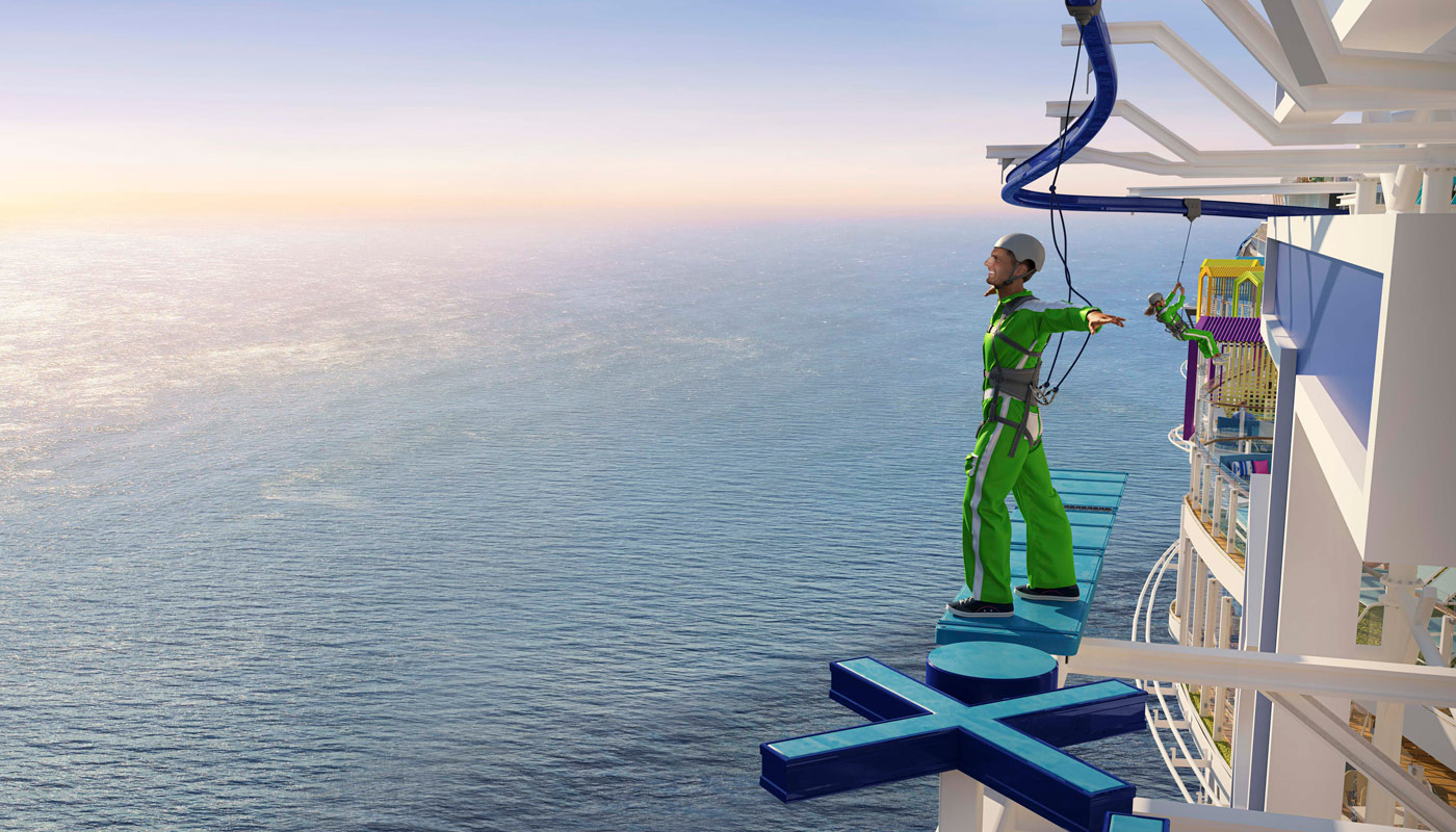 The adrenaline-pumping Crown’s Edge experience swings guests 154 feet above the ocean