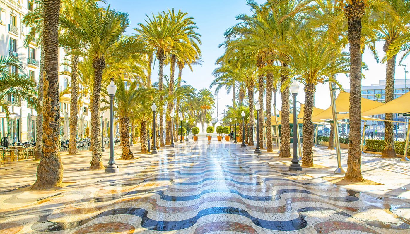 Sunny promenade in Alicante, Spain travel photo