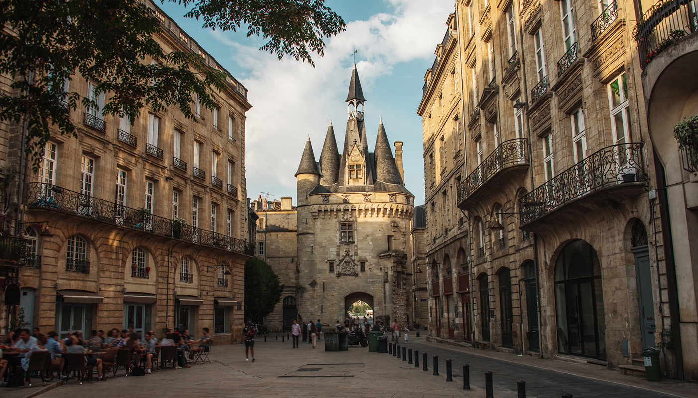 Porte Cailhau, one of the main entrances to the old city, in Bordeaux, France.