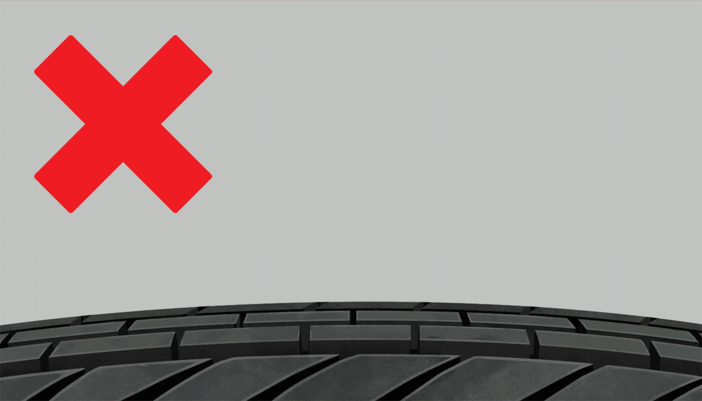 Animated illustration of quarter going into tire tread and showing that the tire needs to be replaced