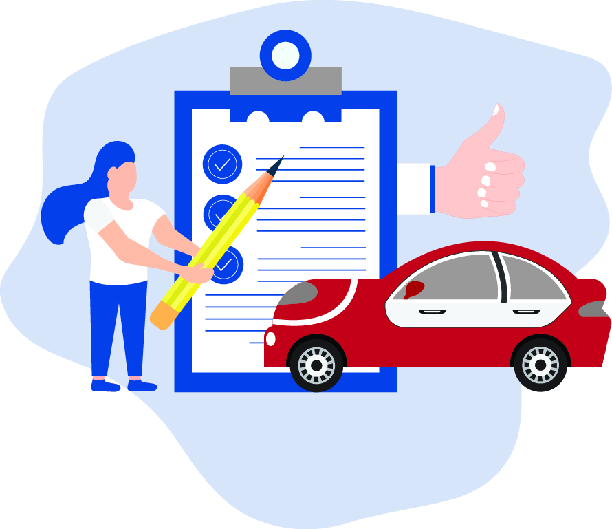 Illustration of checklist for car registration renewal