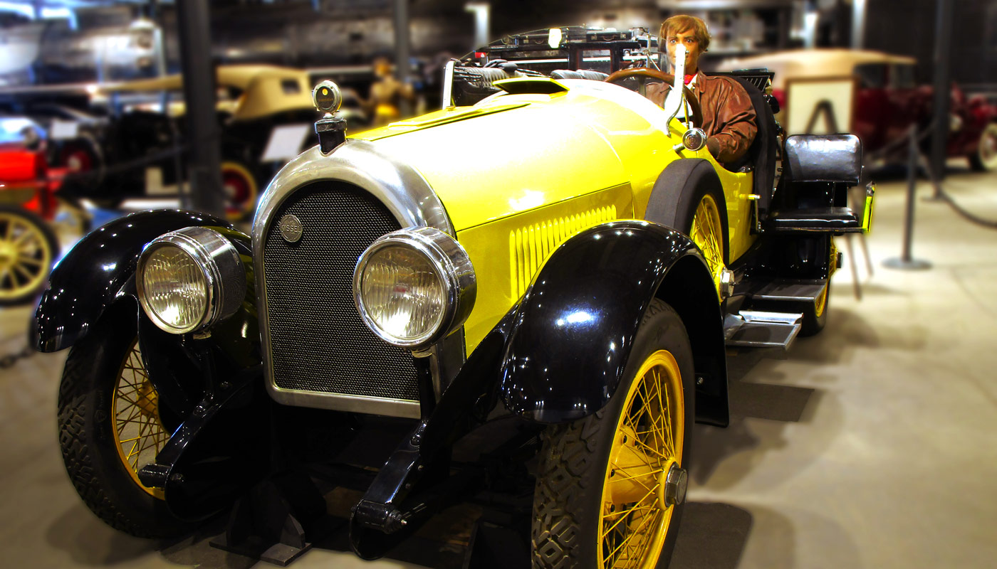 Classic yellow car at Forneys