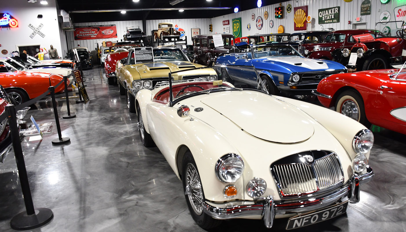 A view of the many vintage and classic cars in the museum in St. Augustine, Florida