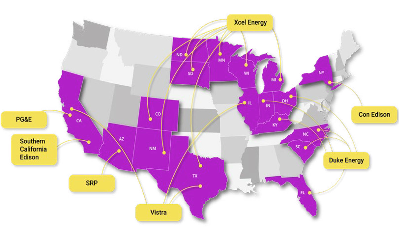 United States map of electricity providers an