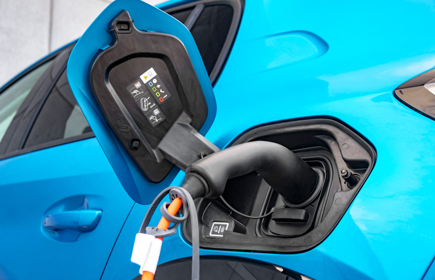 blue vehicle charging