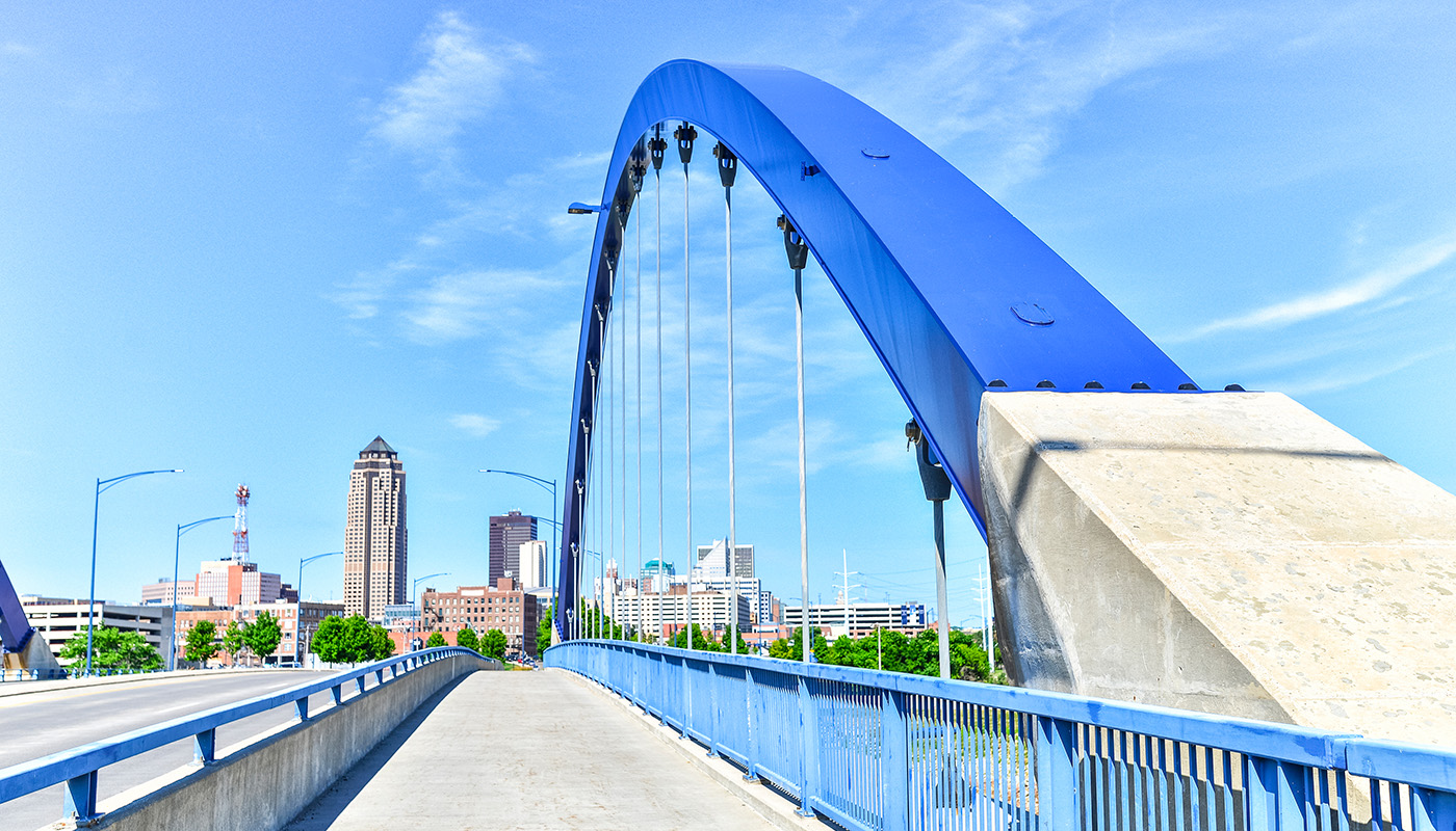 Bridge leading into downtown Des Moines