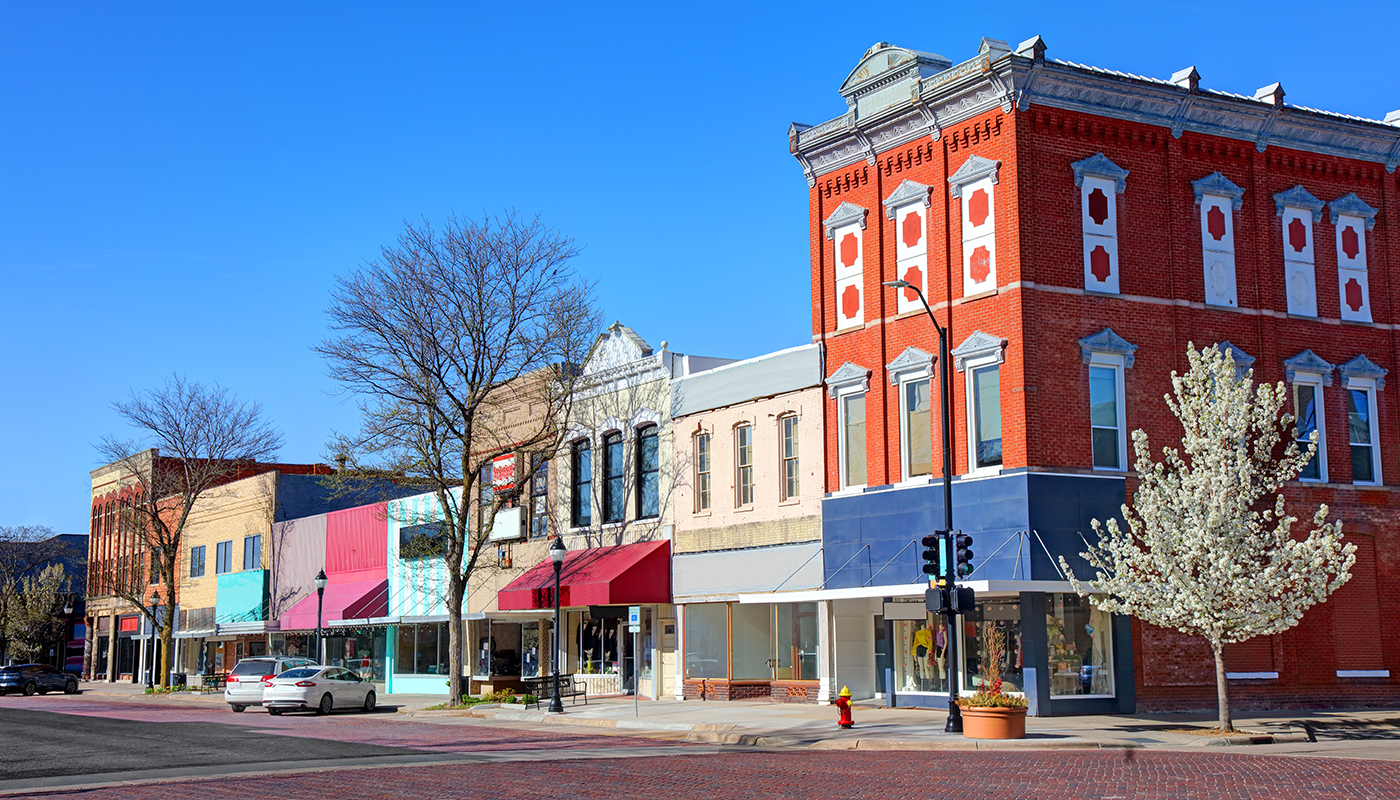 Storefronts in downtown Kearney, Nebraska