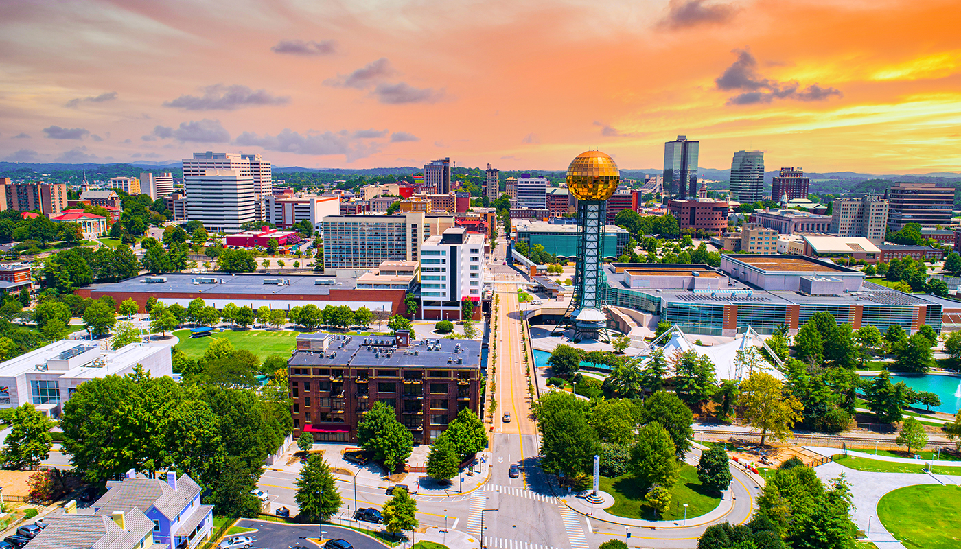 Aerial view of downtown Knoxville, Tennessee