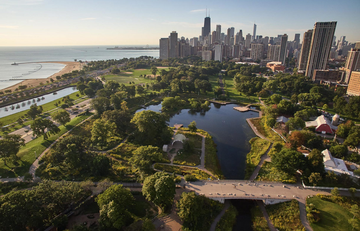 aerial view of Boardwalk in Lincoln park zoo