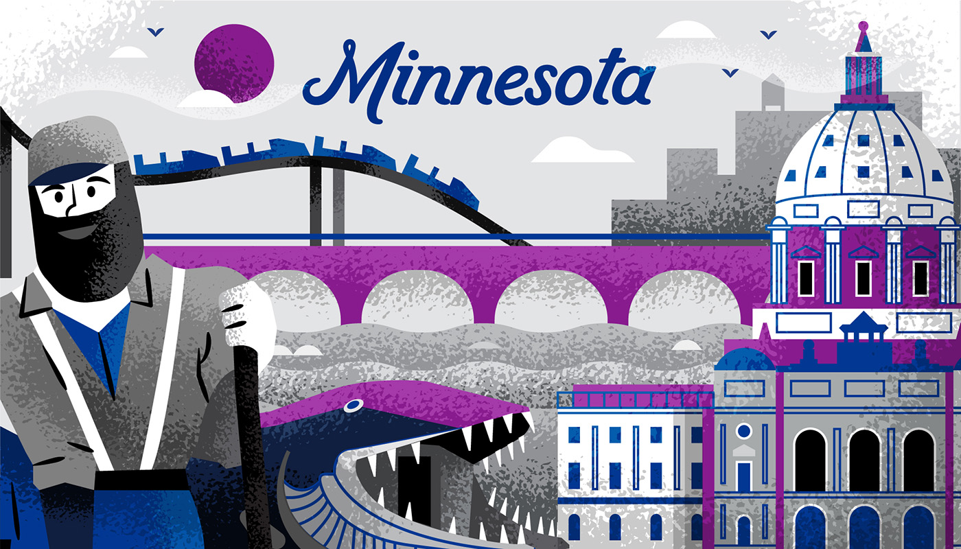 Illustration of landmarks in Minnesota