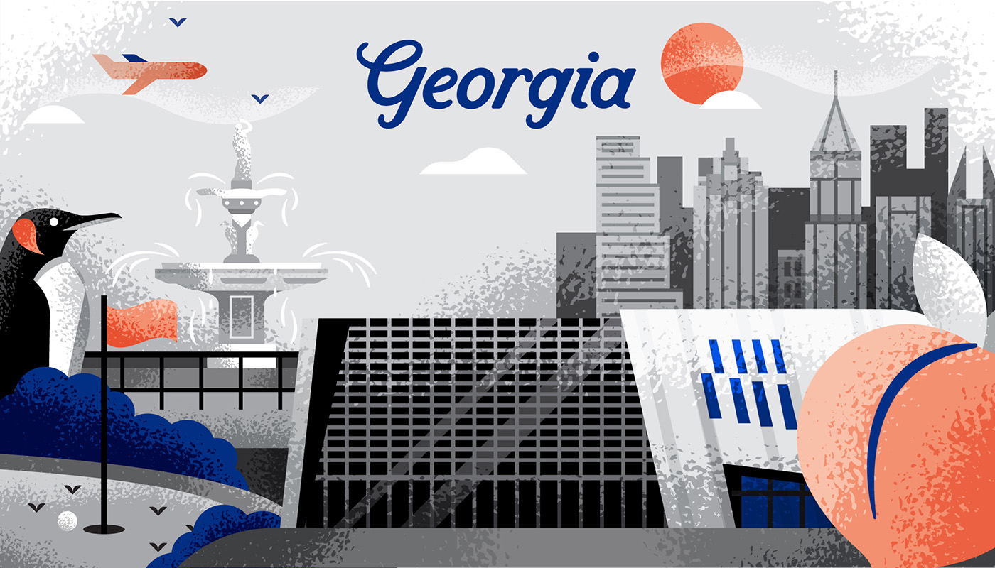 Illustration of landmarks in Georgia