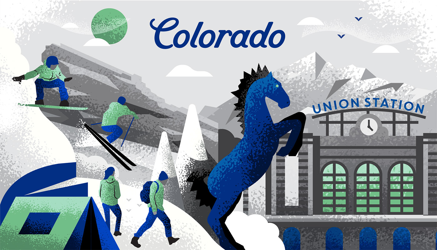 Illustration of landmarks in Colorado