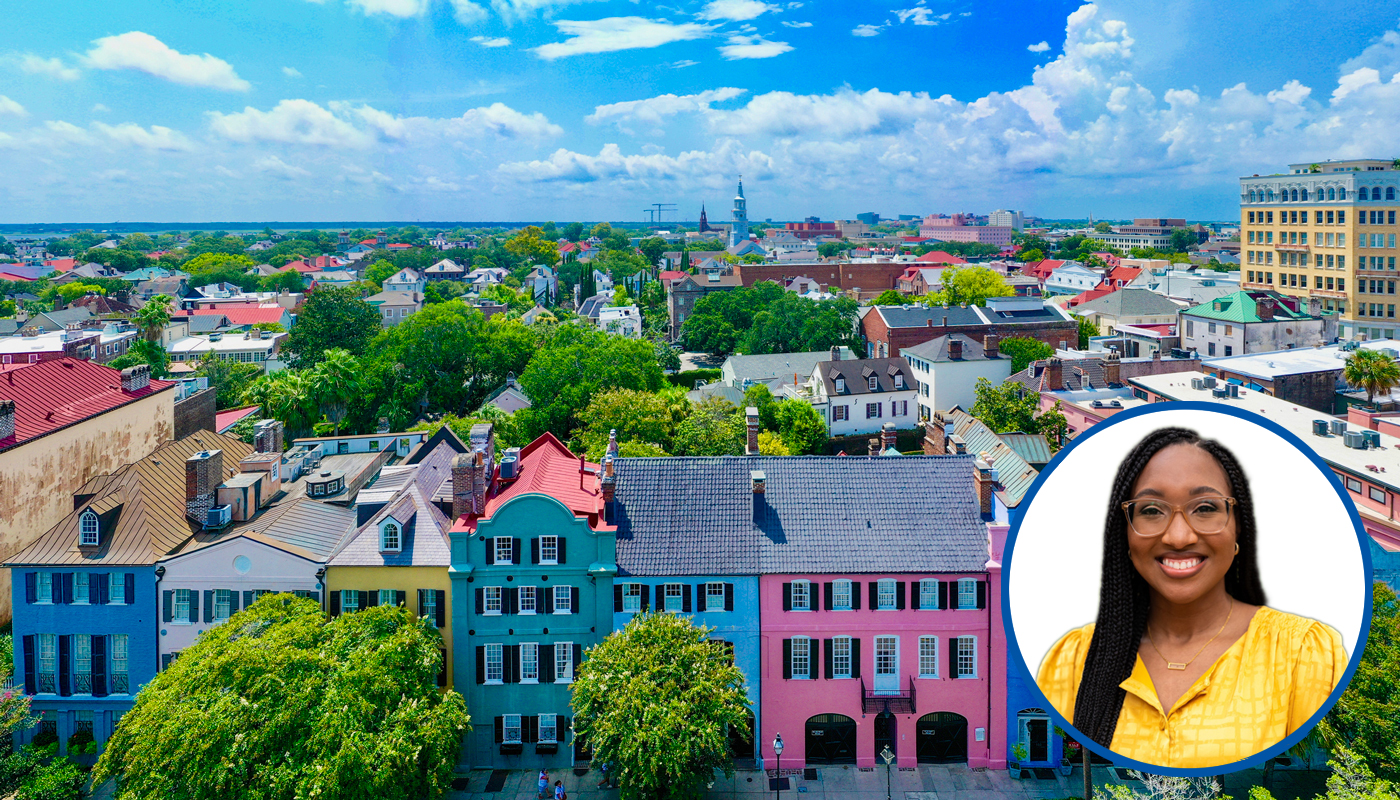 A view of Charleston with Jasmin Lankford's profile picture in the lower right corner