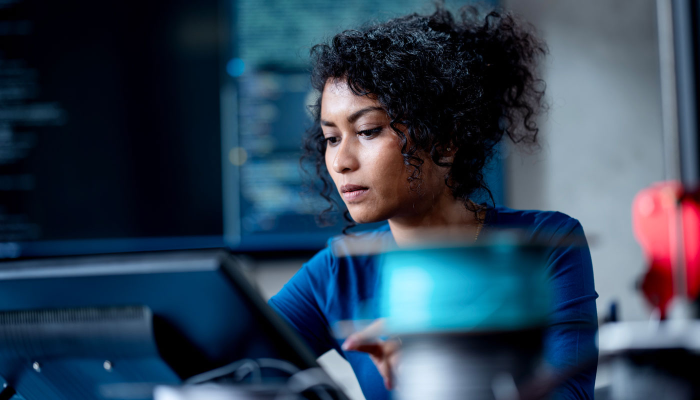 woman working with software