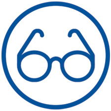 Blue eyeglass icon