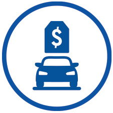 Blue car buying icon
