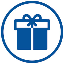Blue gift box icon