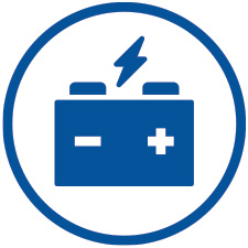 Blue  car battery icon