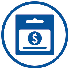 Blue gift card icon